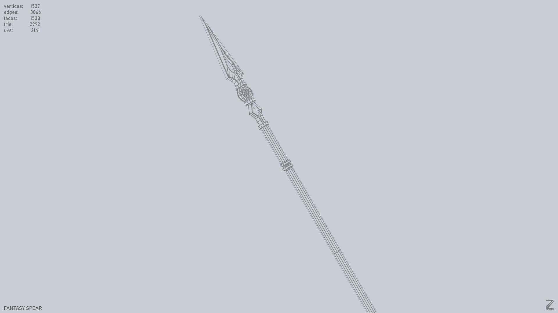 Fantasy spear Low-poly 3D model_12