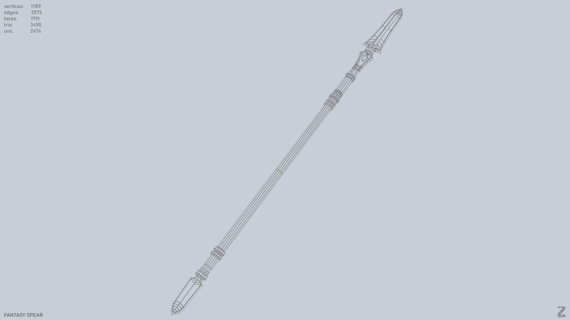 Fantasy spear Low-poly 3D model_14