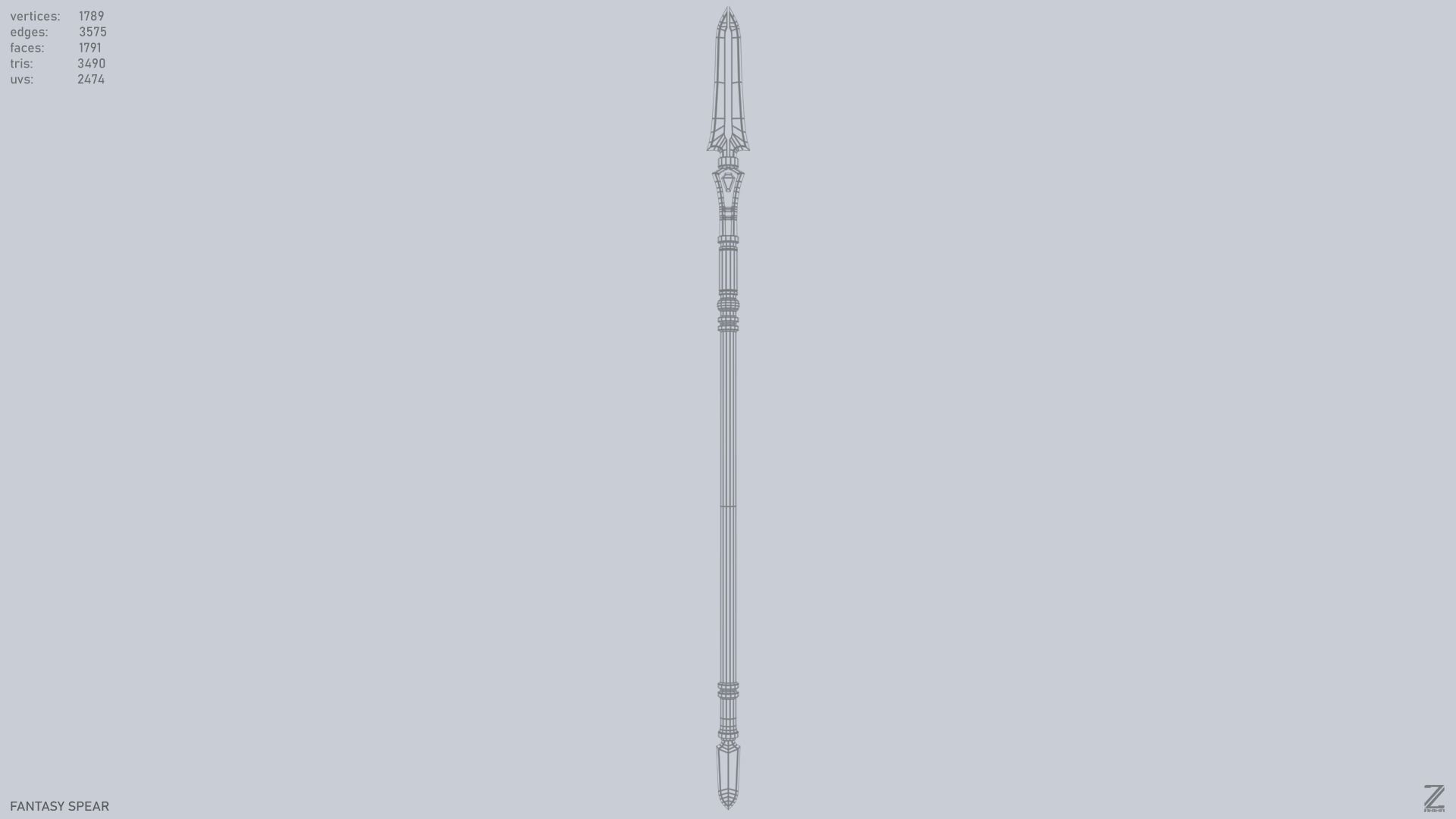 Fantasy spear Low-poly 3D model_10