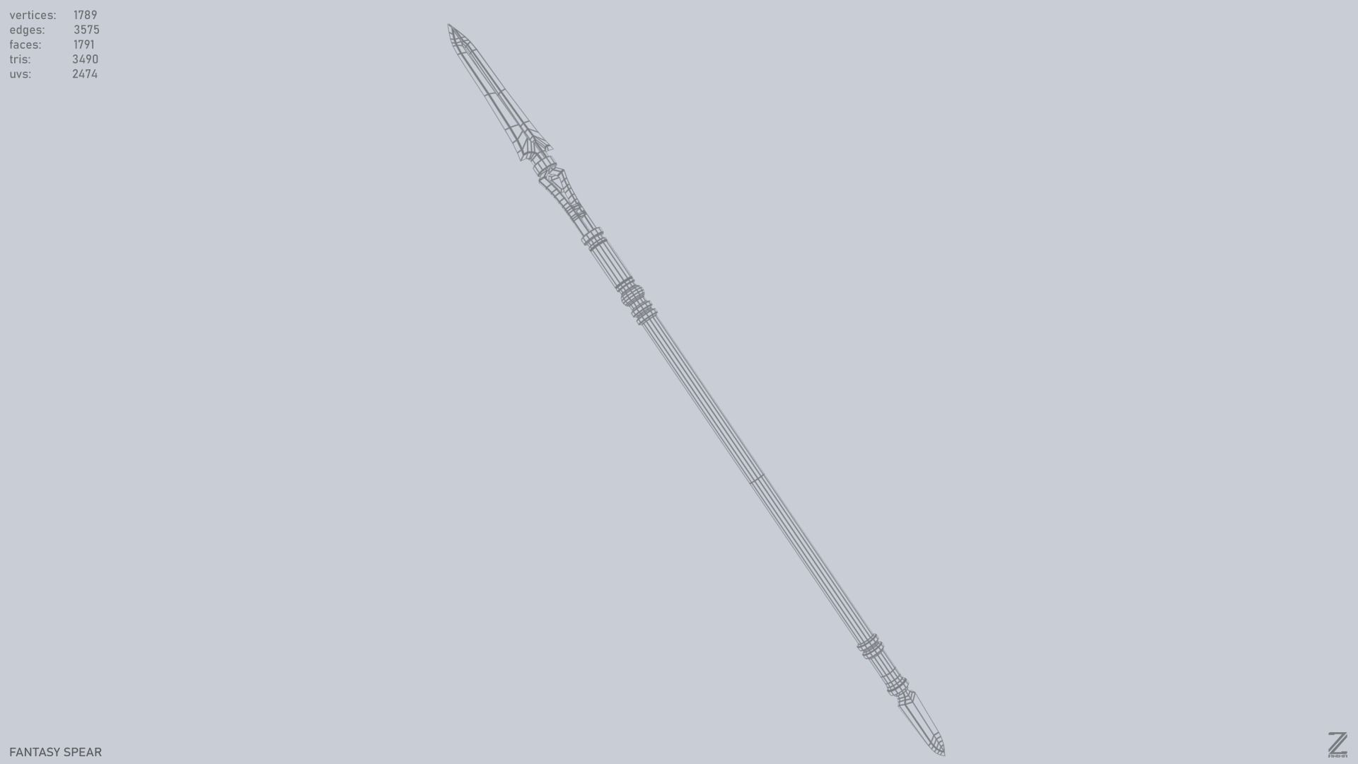 Fantasy spear Low-poly 3D model_12