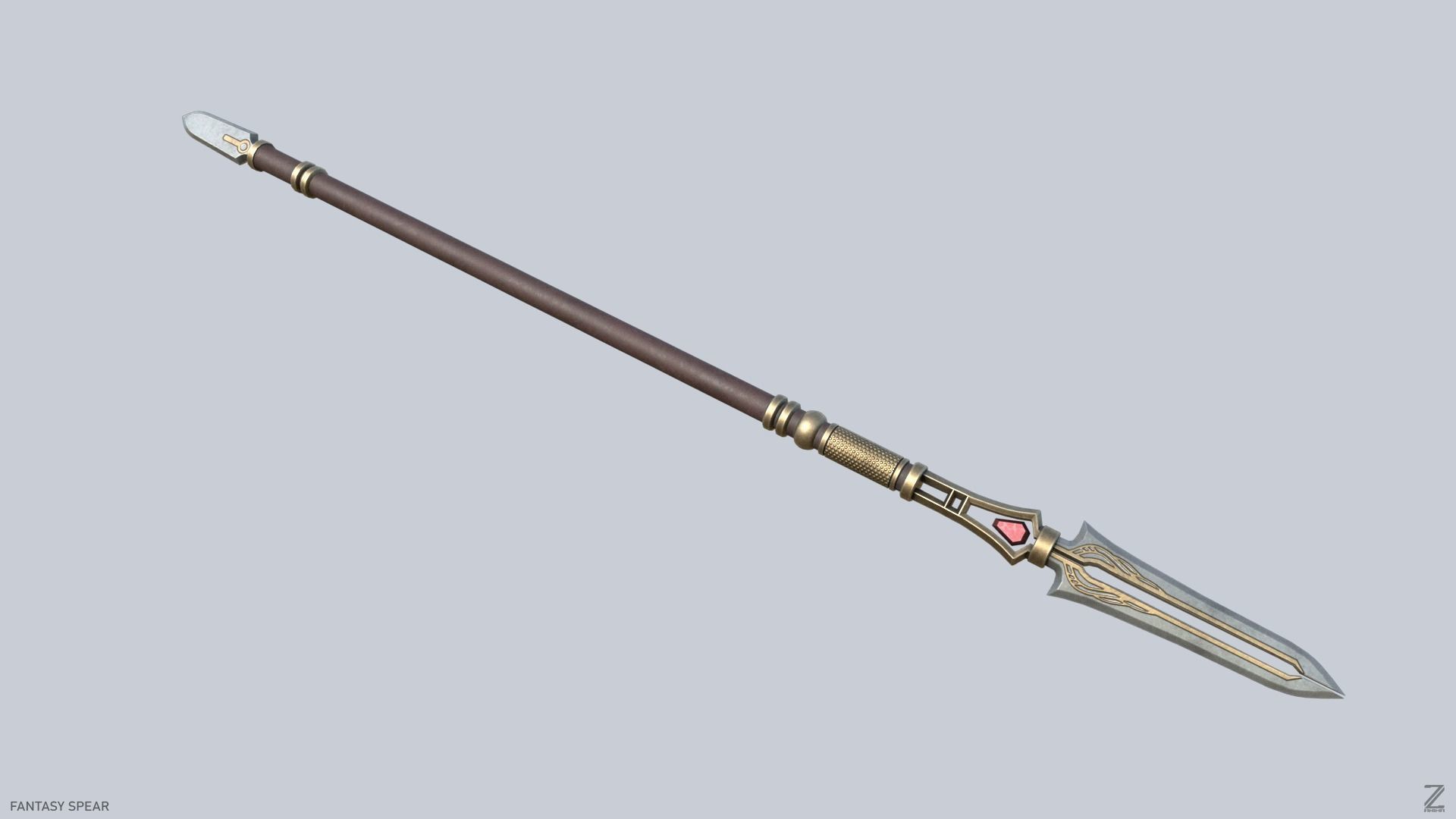 Fantasy spear Low-poly 3D model_9