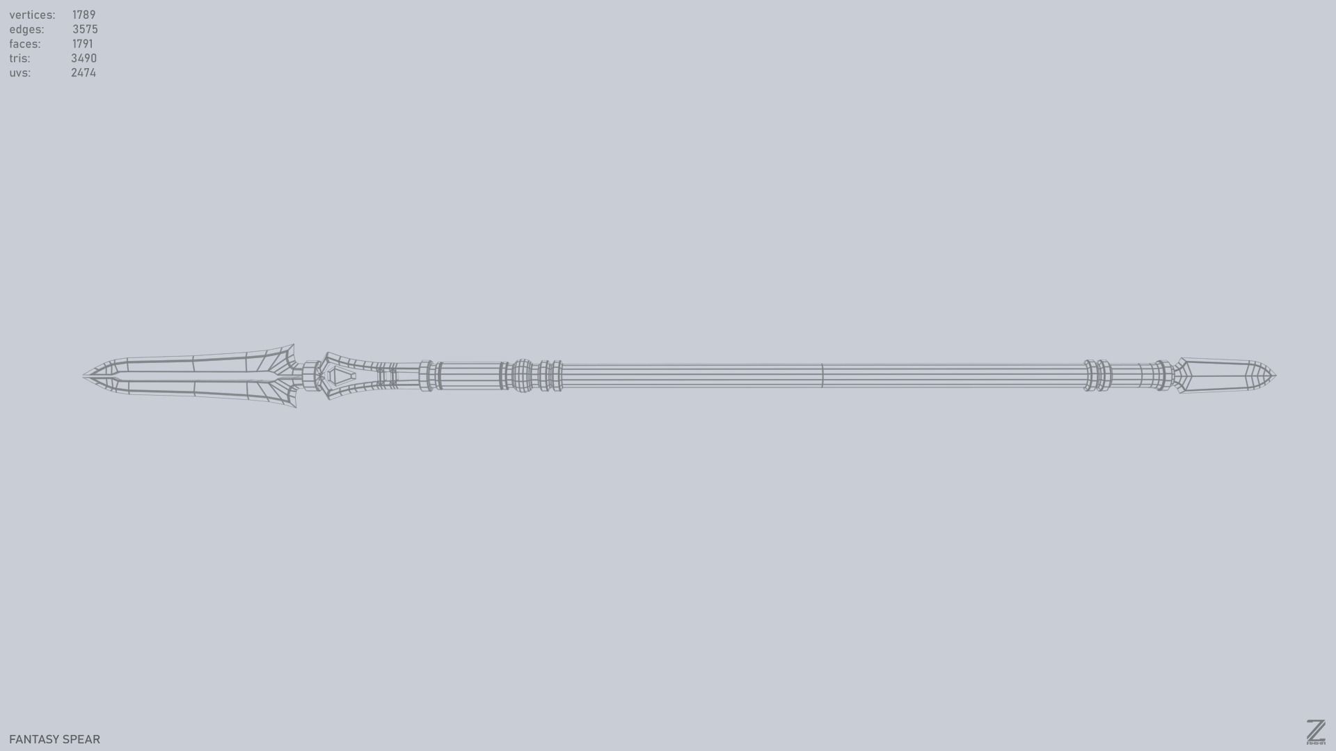 Fantasy spear Low-poly 3D model_13