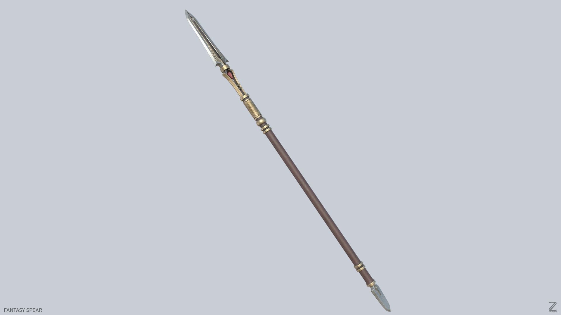 Fantasy spear Low-poly 3D model_6
