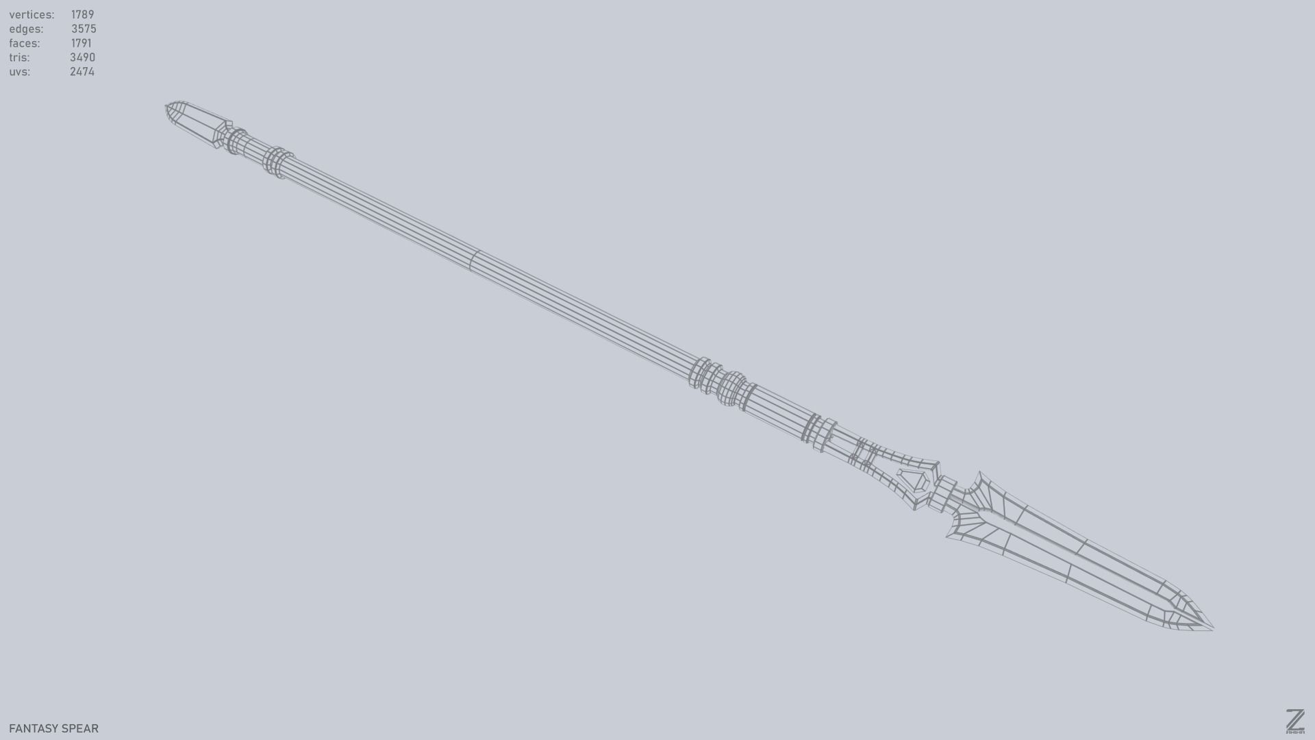 Fantasy spear Low-poly 3D model_15