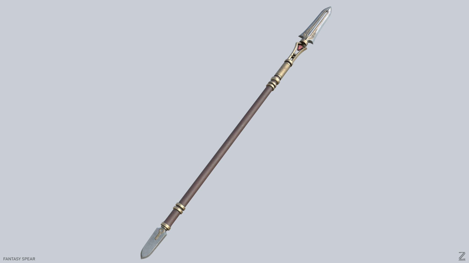 Fantasy spear Low-poly 3D model_8