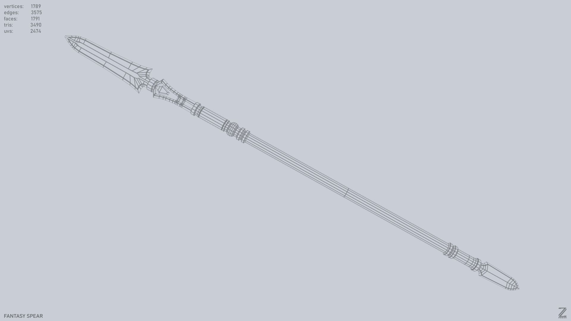 Fantasy spear Low-poly 3D model_3