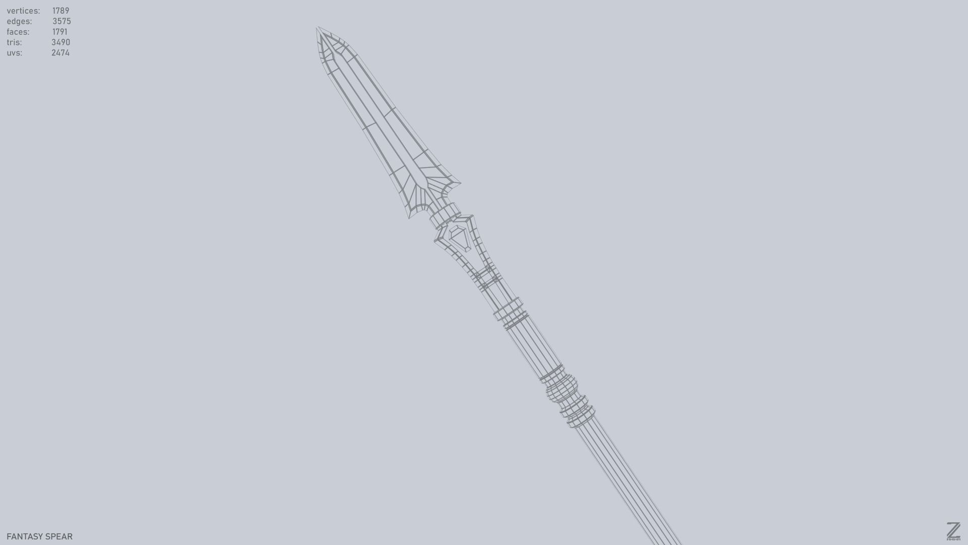 Fantasy spear Low-poly 3D model_11