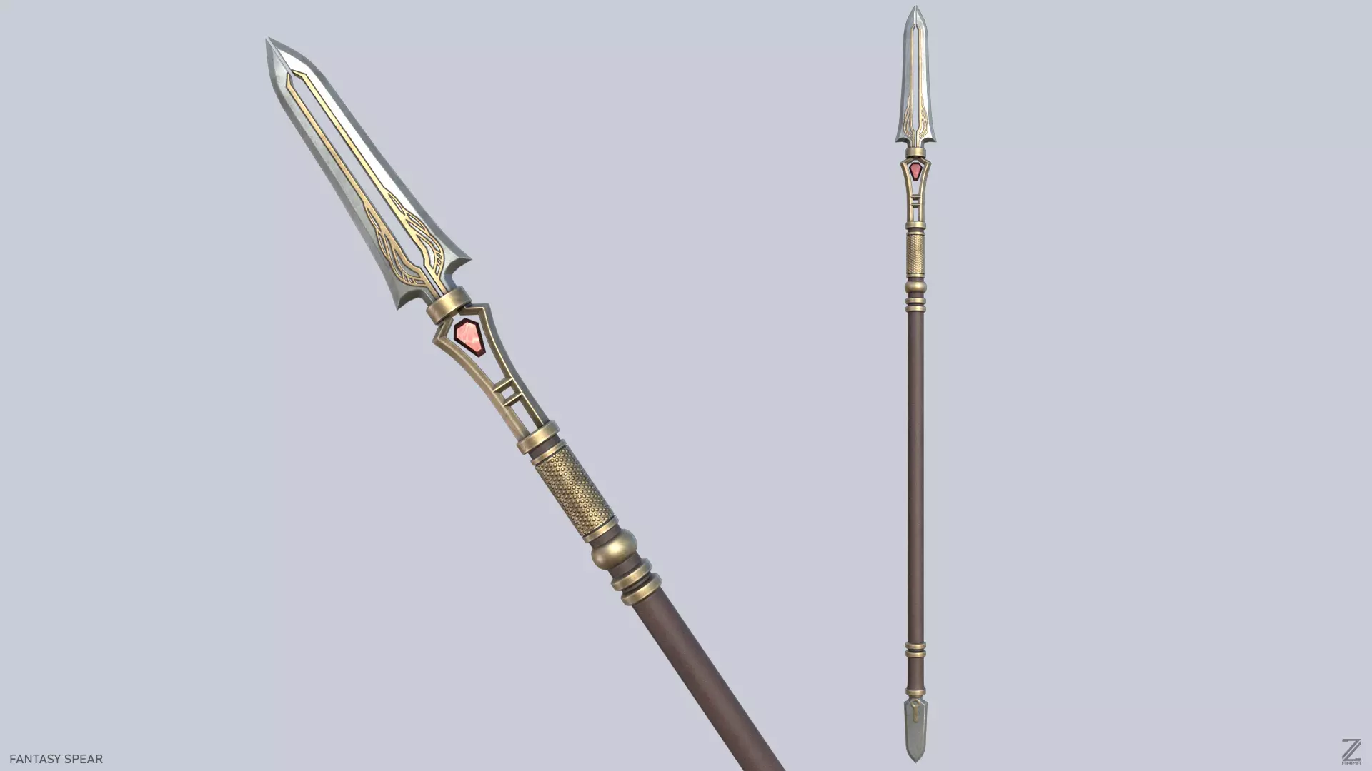 Fantasy spear Low-poly 3D model_0