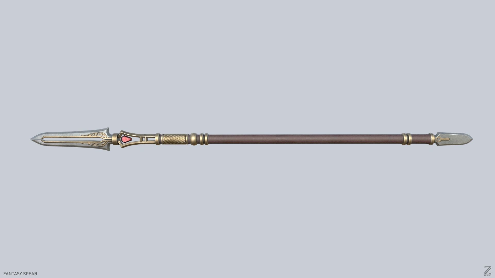Fantasy spear Low-poly 3D model_7