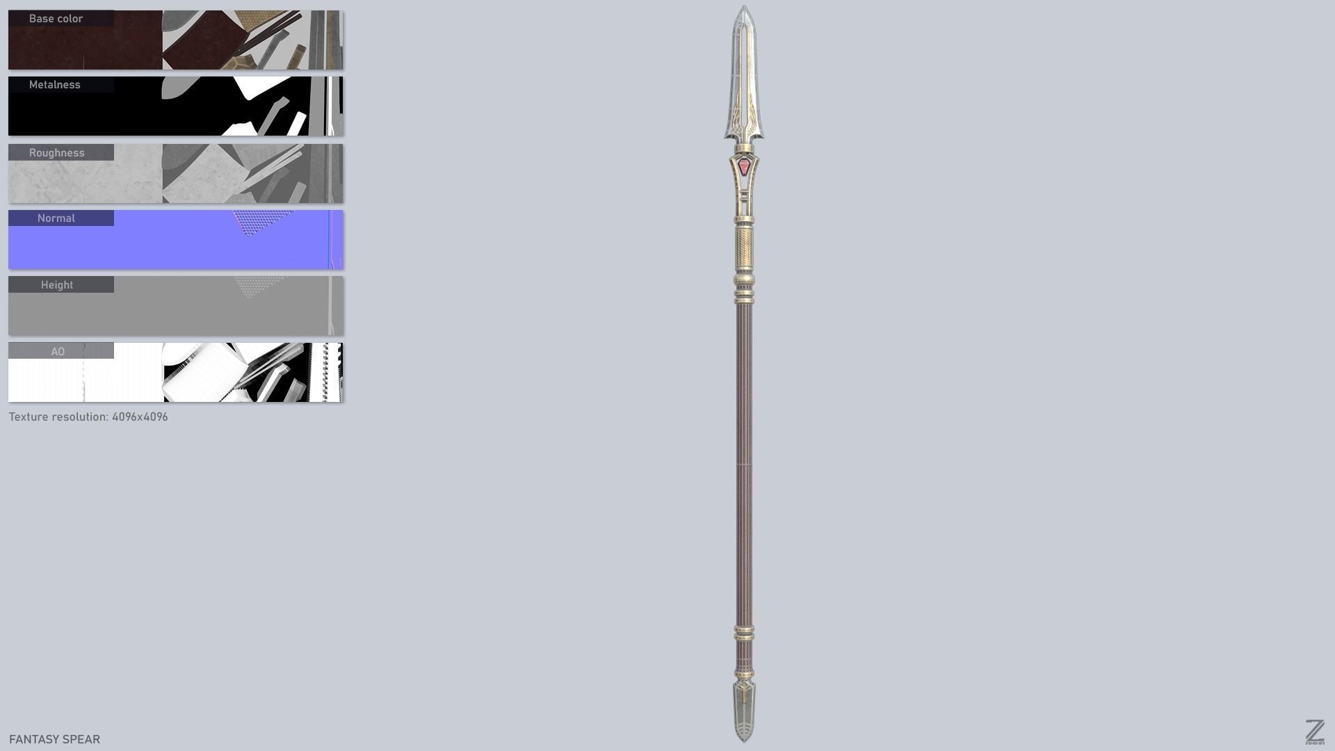 Fantasy spear Low-poly 3D model_2
