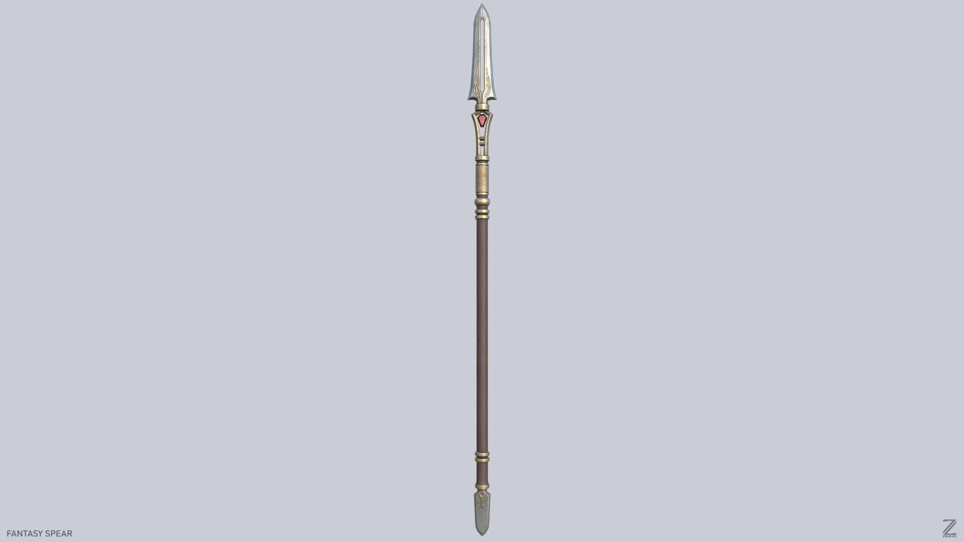 Fantasy spear Low-poly 3D model_4