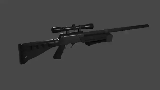 3D Sniper Low Poly - Model and Textures