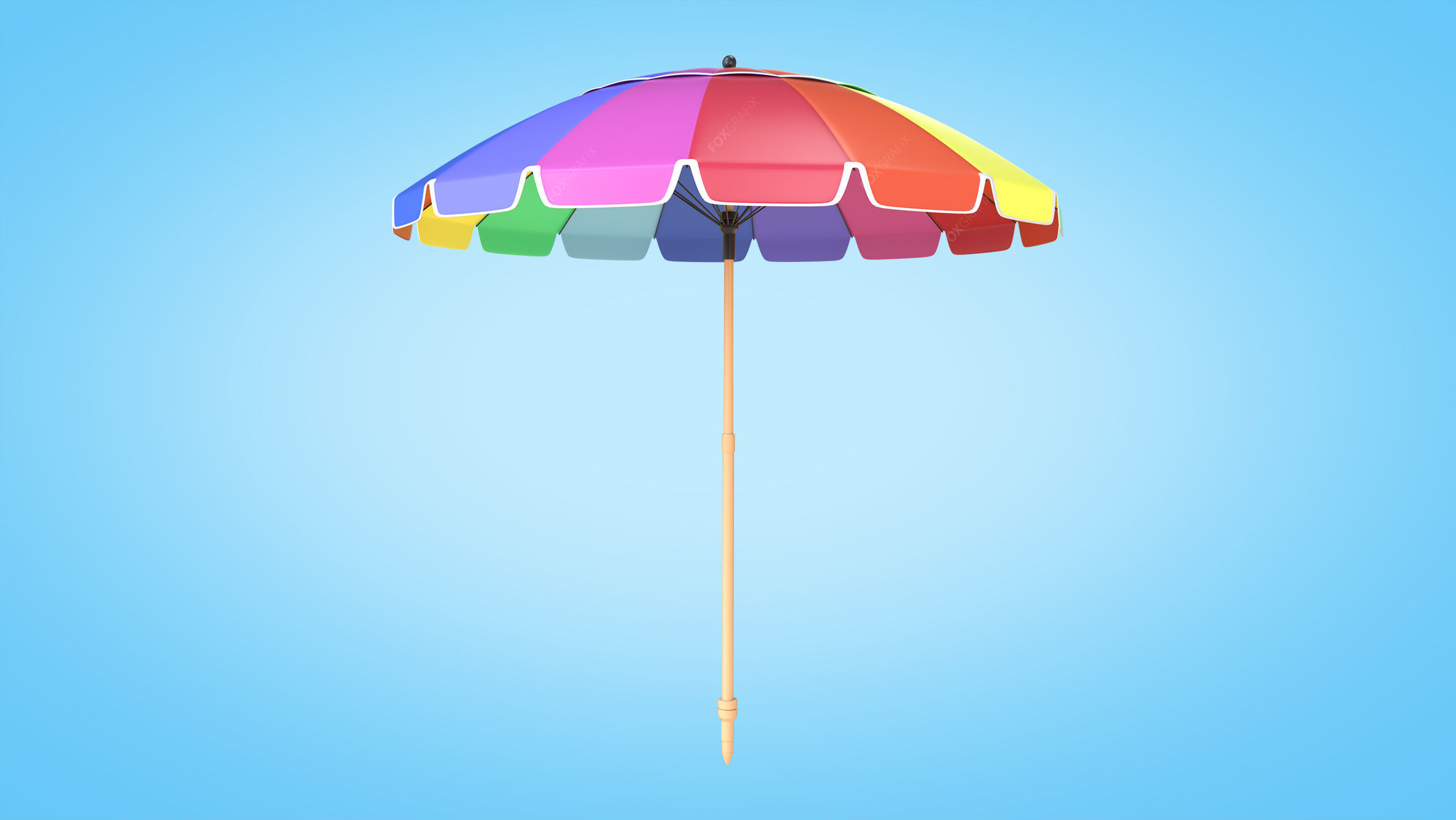 Beach Parasol Low-poly 3D model_2
