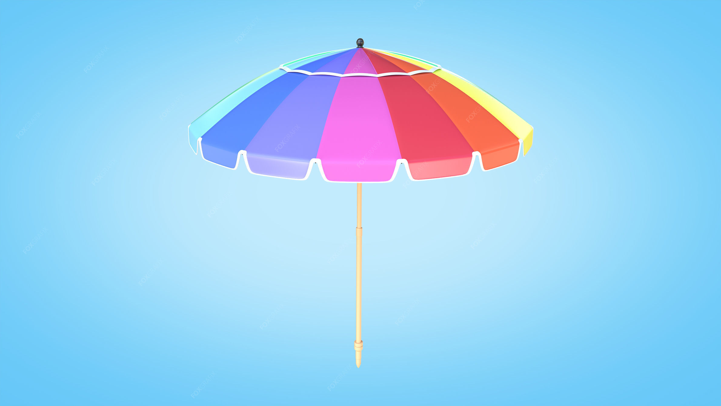 Beach Parasol Low-poly 3D model_4