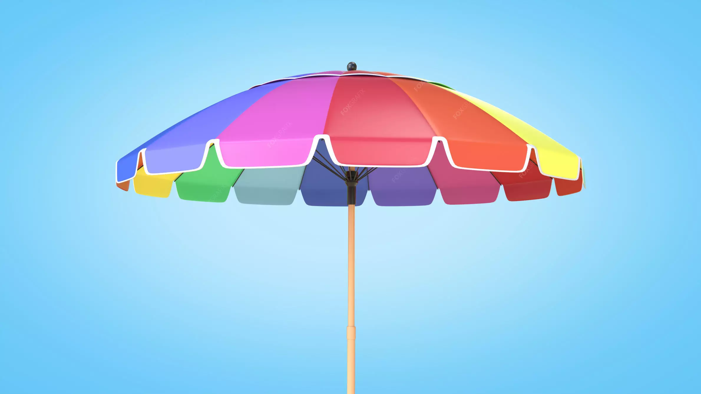 Beach Parasol Low-poly 3D model_0