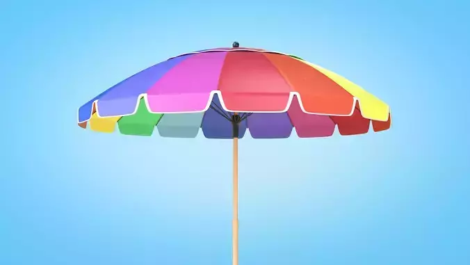 Beach Parasol Low-poly 3D model