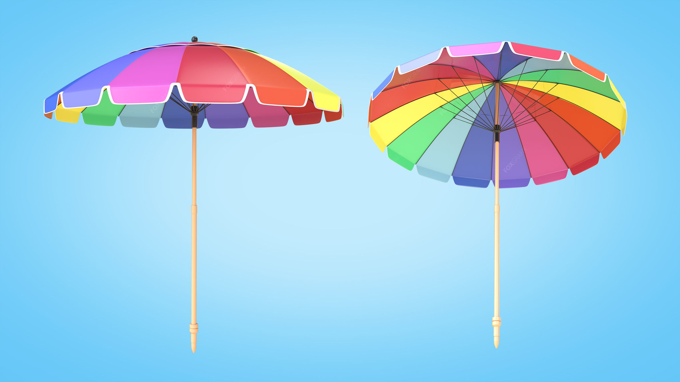Beach Parasol Low-poly 3D model_1