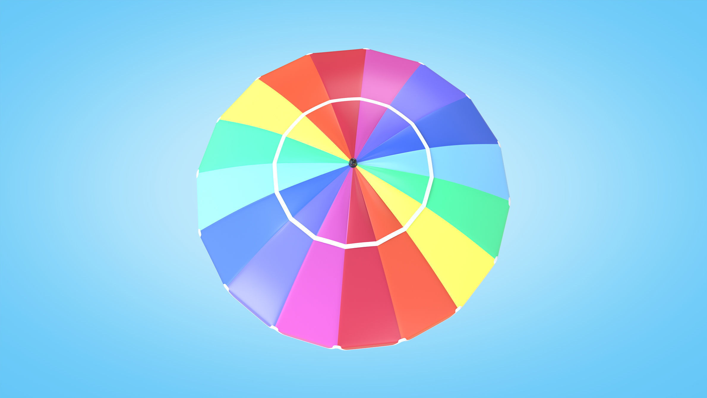 Beach Parasol Low-poly 3D model_5