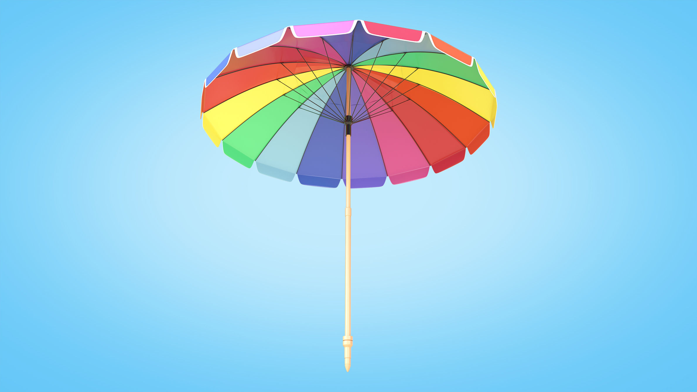 Beach Parasol Low-poly 3D model_3