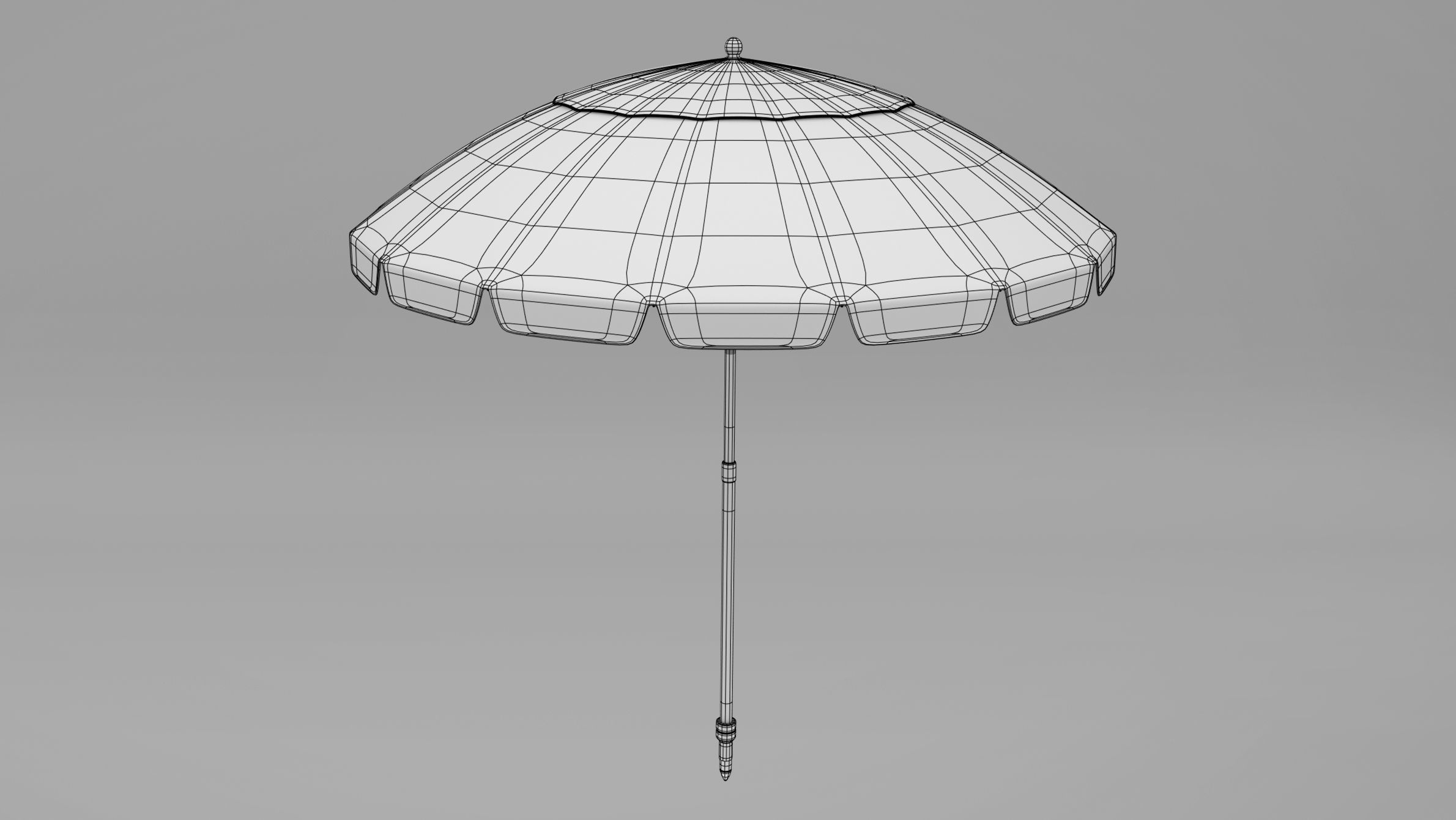 Beach Parasol Low-poly 3D model_9