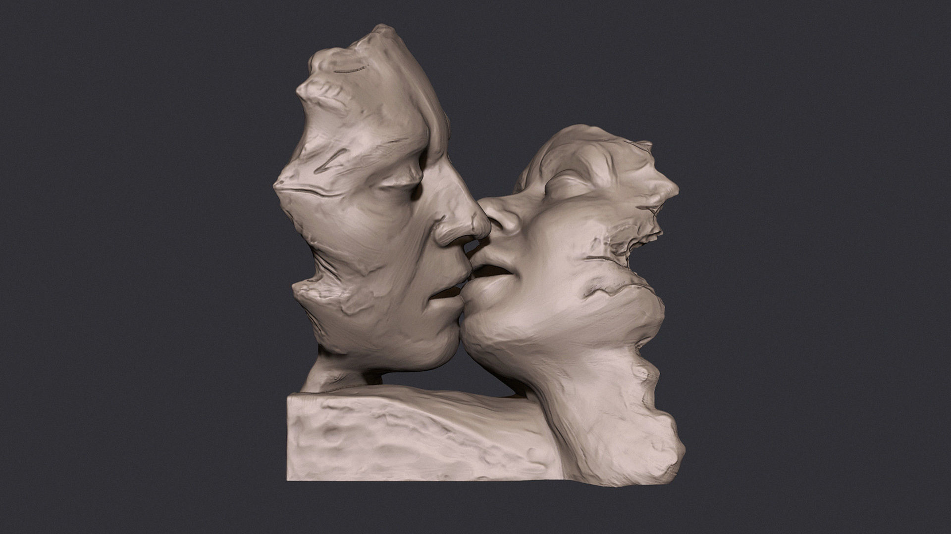 Kissing couple statue 3D print model_3