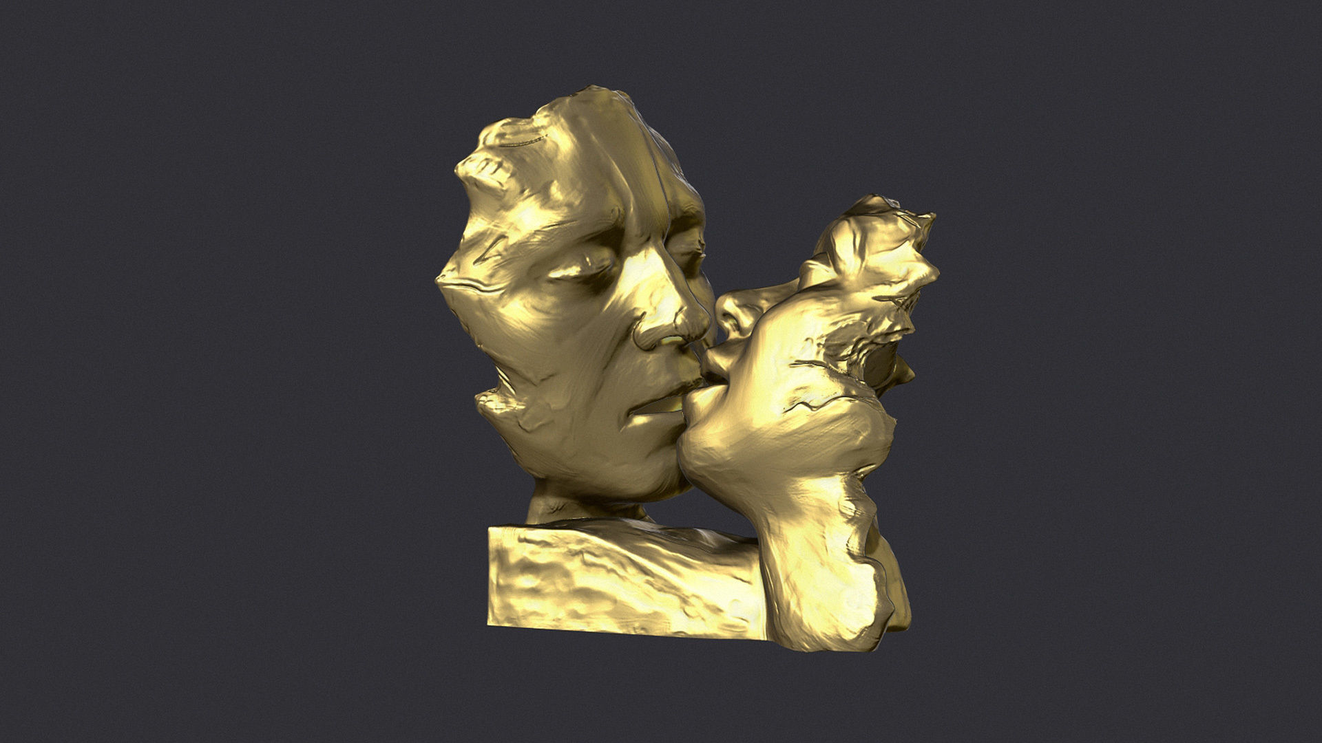 Kissing couple statue 3D print model_11