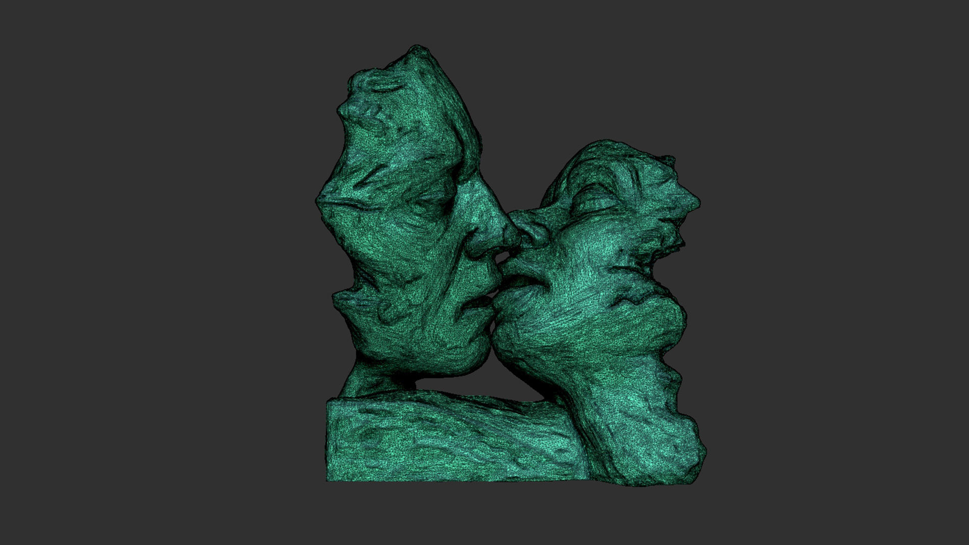Kissing couple statue 3D print model_12