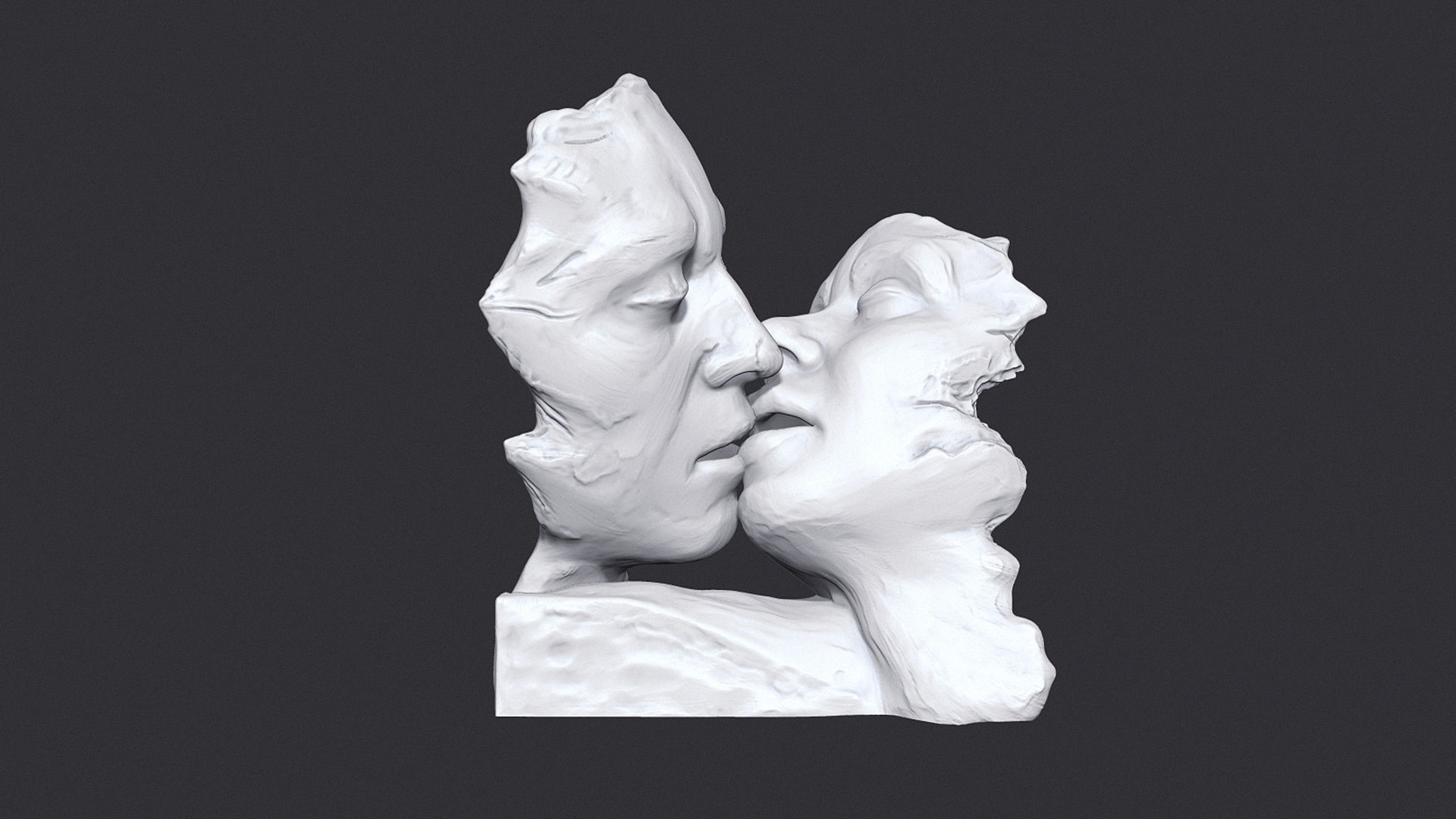 Kissing couple statue 3D print model_10