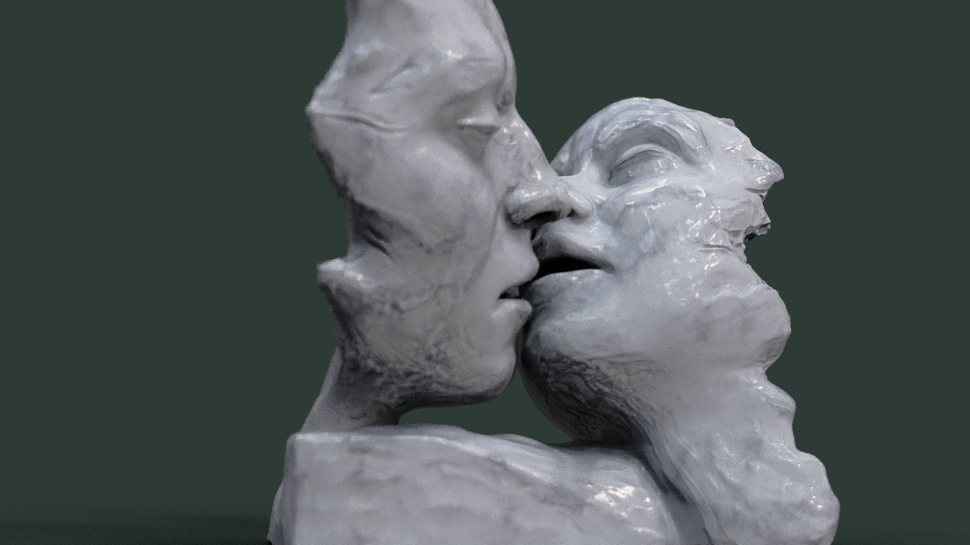 Kissing couple statue 3D print model_2