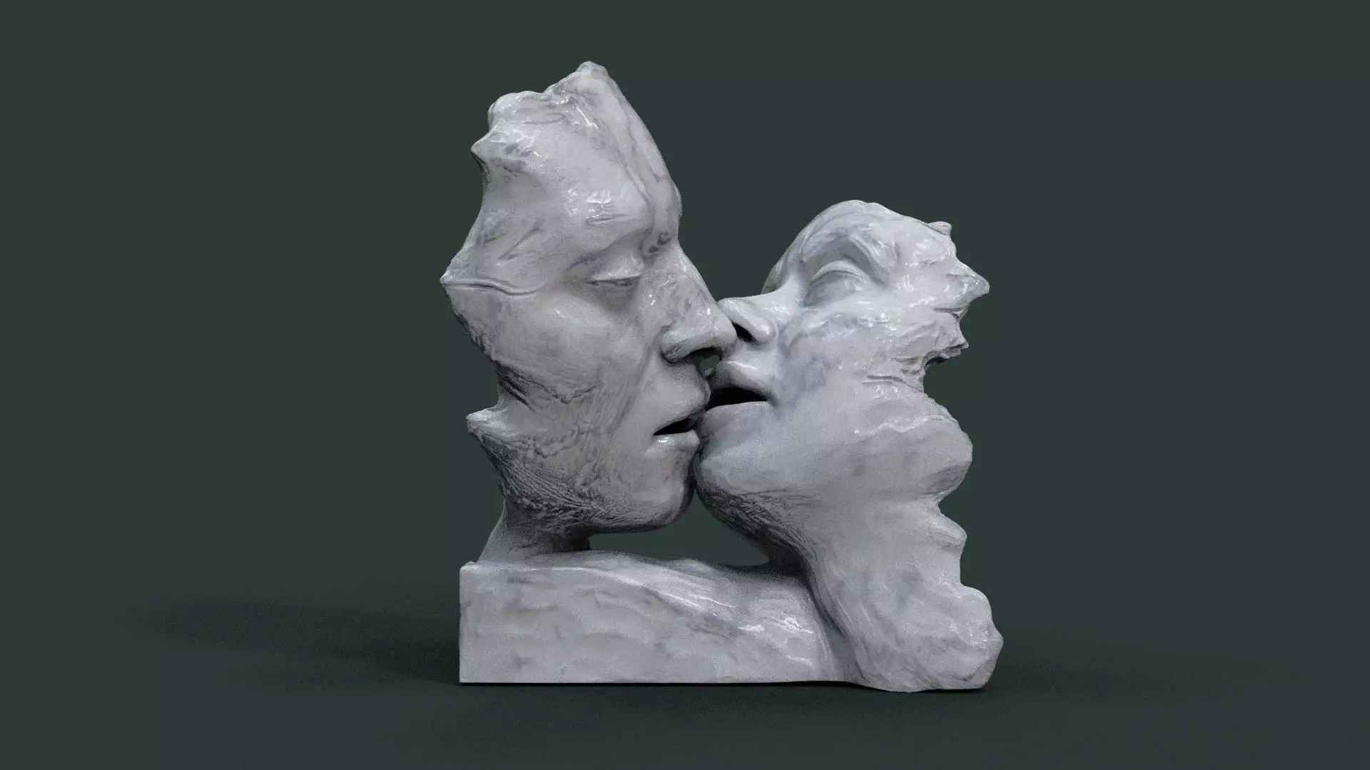 Kissing couple statue 3D print model_0