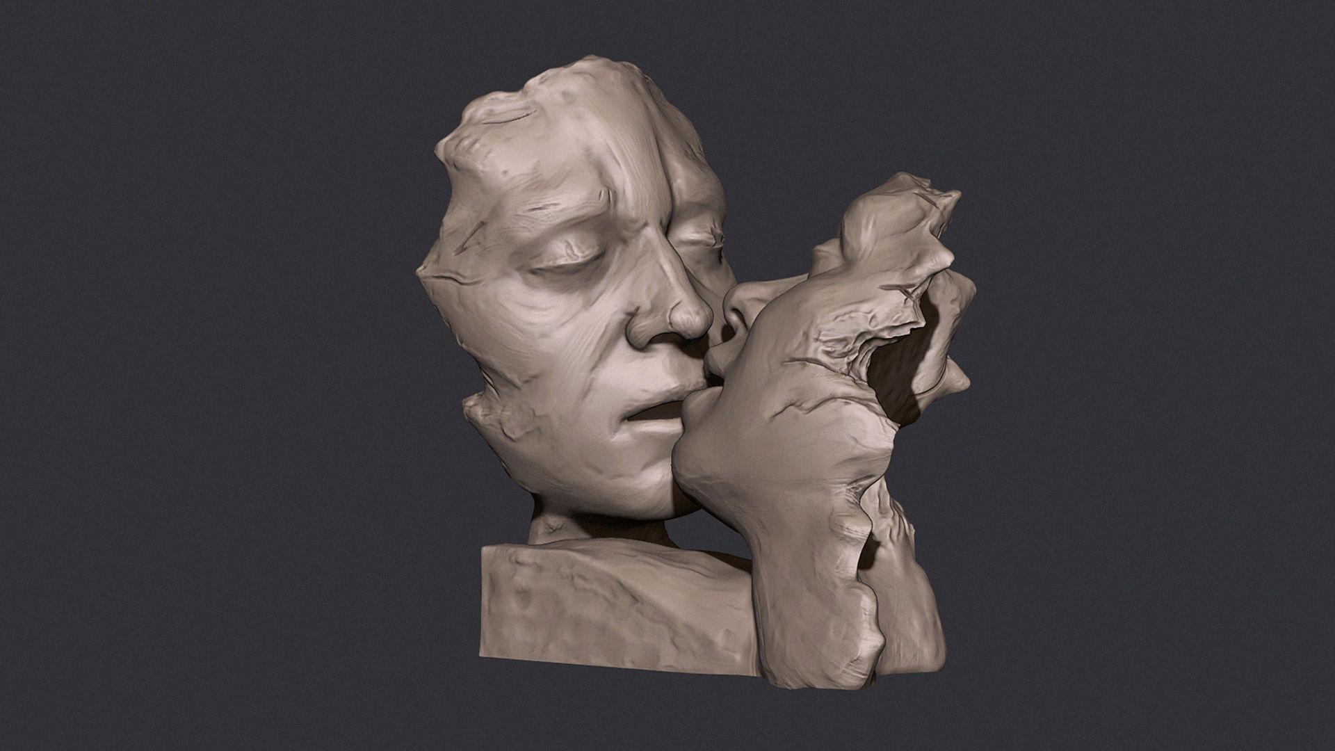Kissing couple statue 3D print model_9