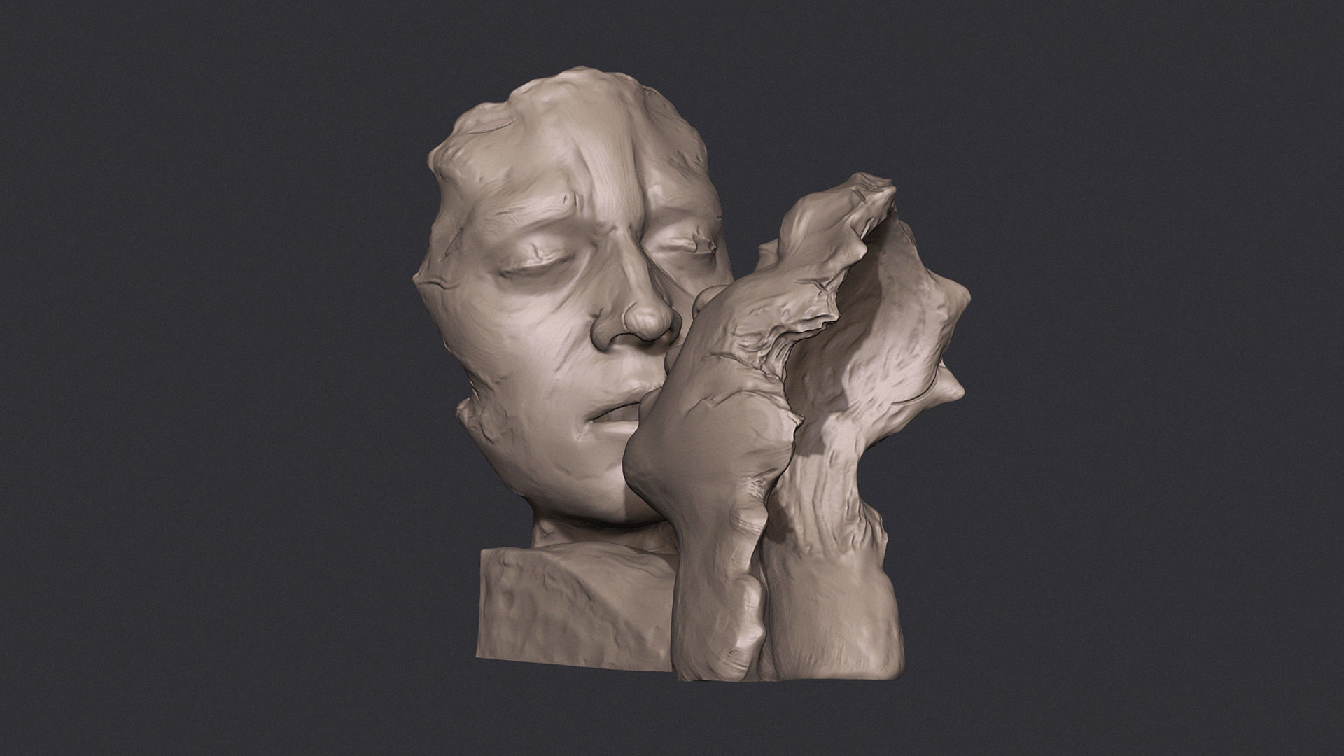 Kissing couple statue 3D print model_8