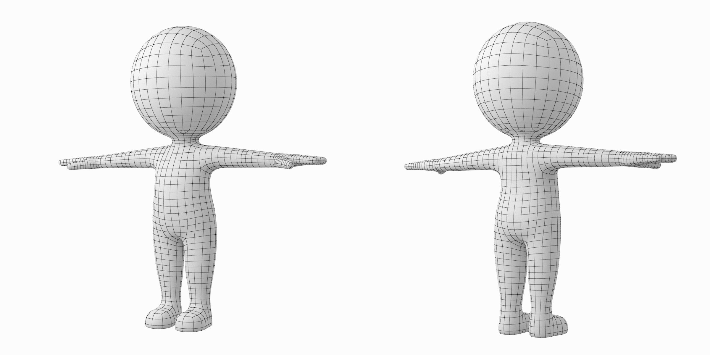 Cute Stylized Stickman in T-Pose Low-poly 3D model_3