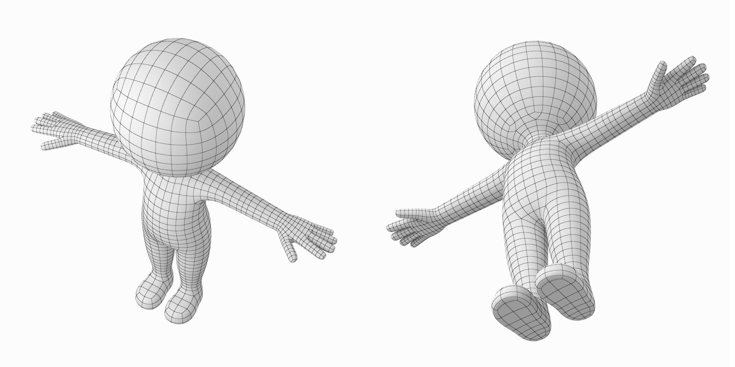 Cute Stylized Stickman in T-Pose Low-poly 3D model_5