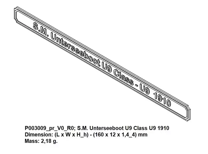 Nameplate - SM Unterseeboot U9 Class U9 1910 3D print model