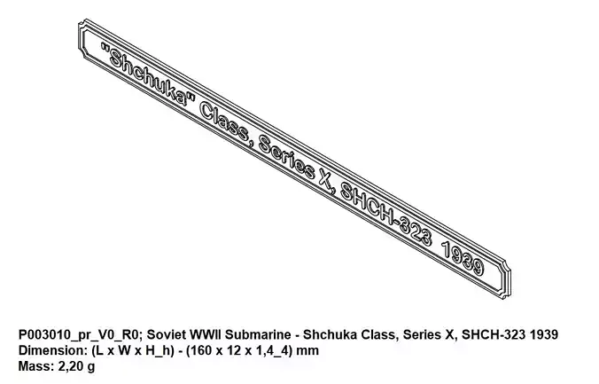Nameplate - Soviet WWII Submarine Series X SHCH-323 1939