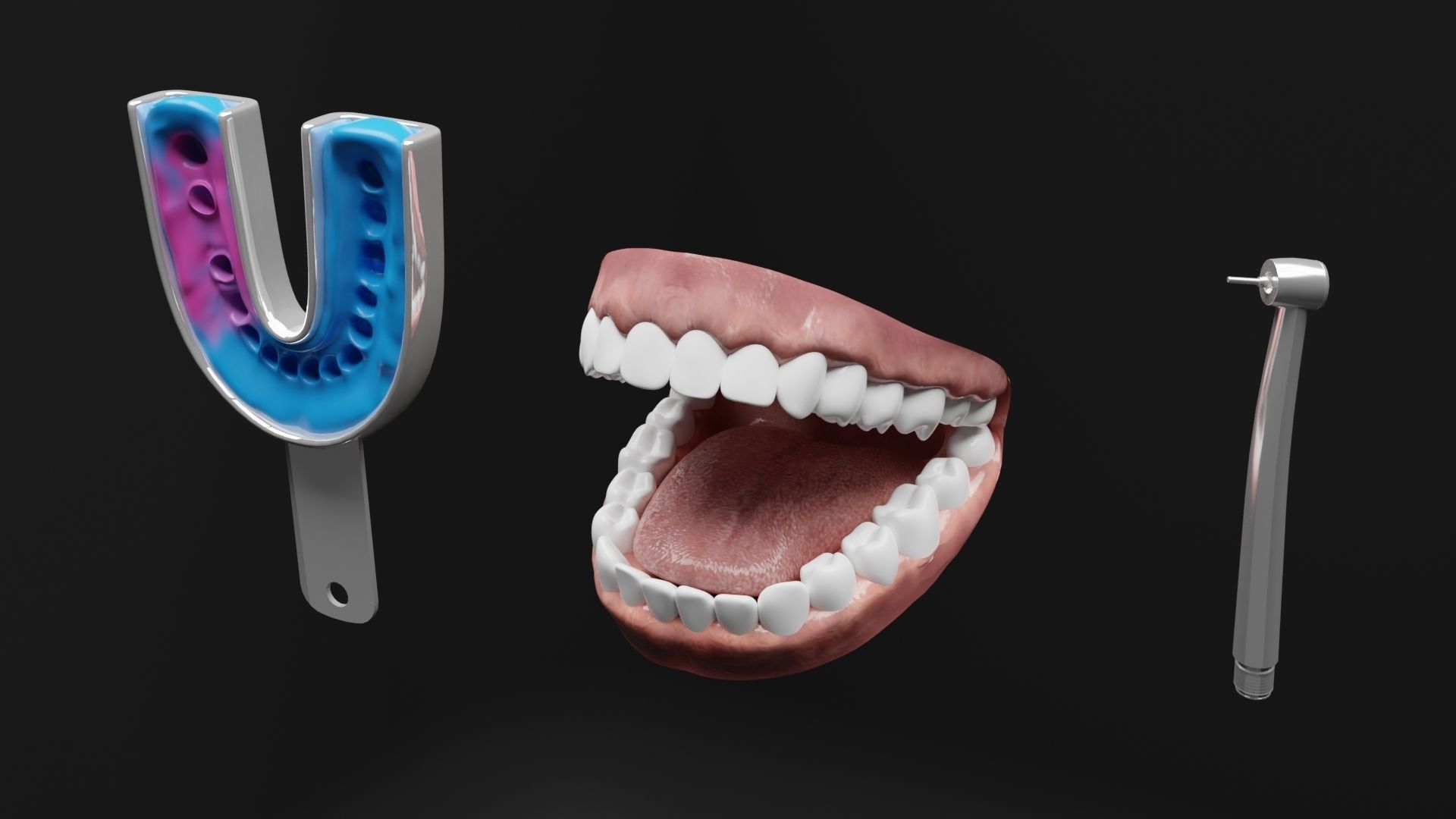 Teeth Impression Gums and Tool 3D model_1