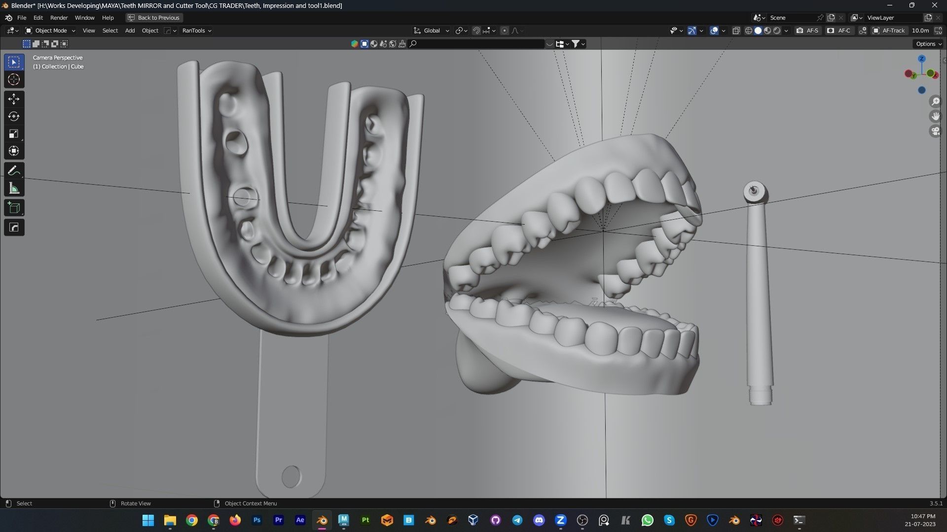 Teeth Impression Gums and Tool 3D model_3
