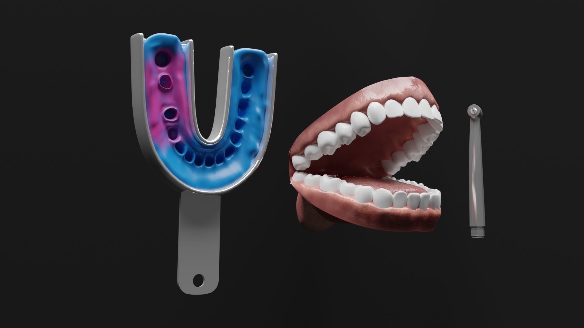 Teeth Impression Gums and Tool 3D model_2