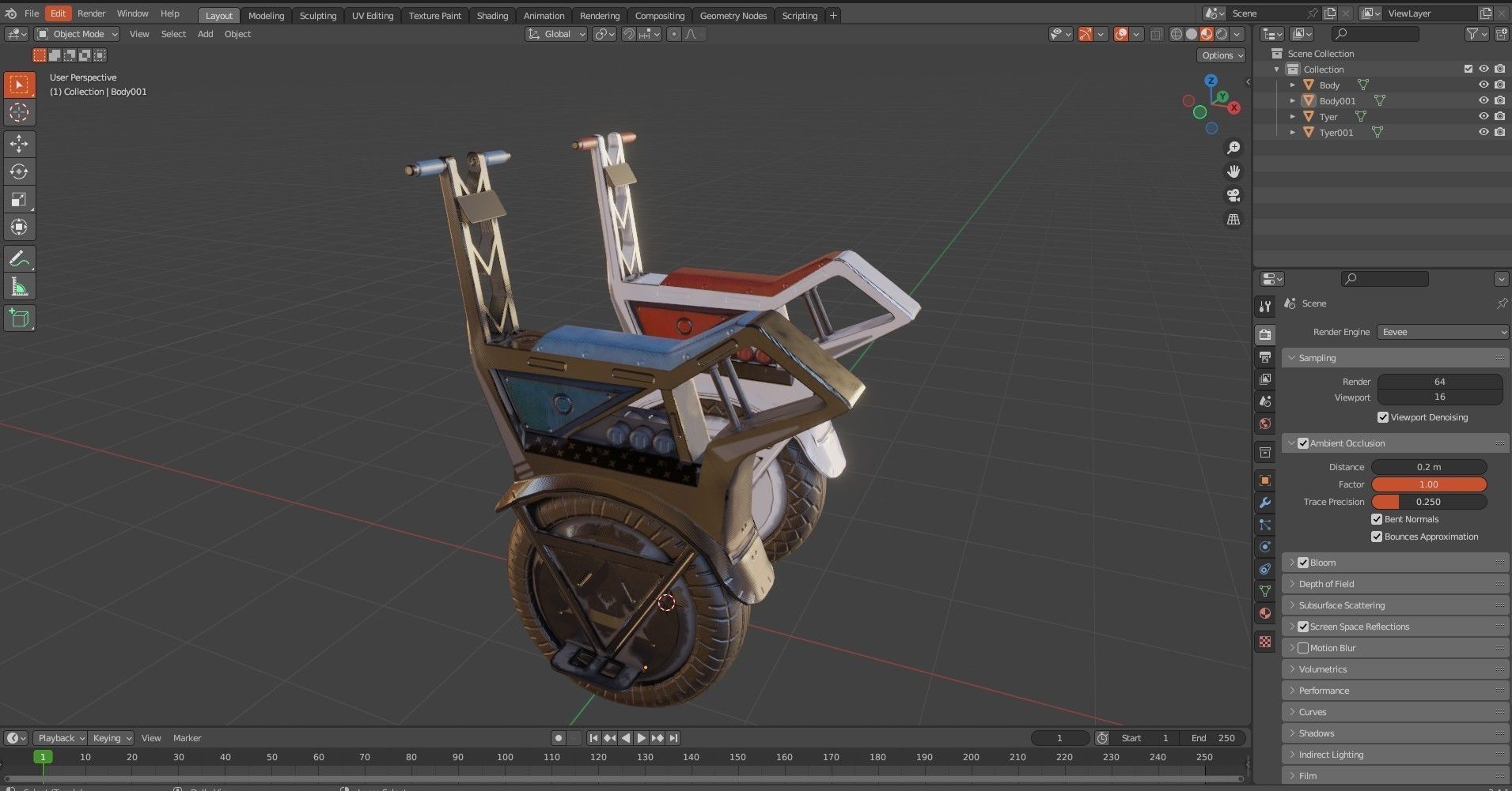 Sci Fi Electric Scooter Low-poly 3D model_16