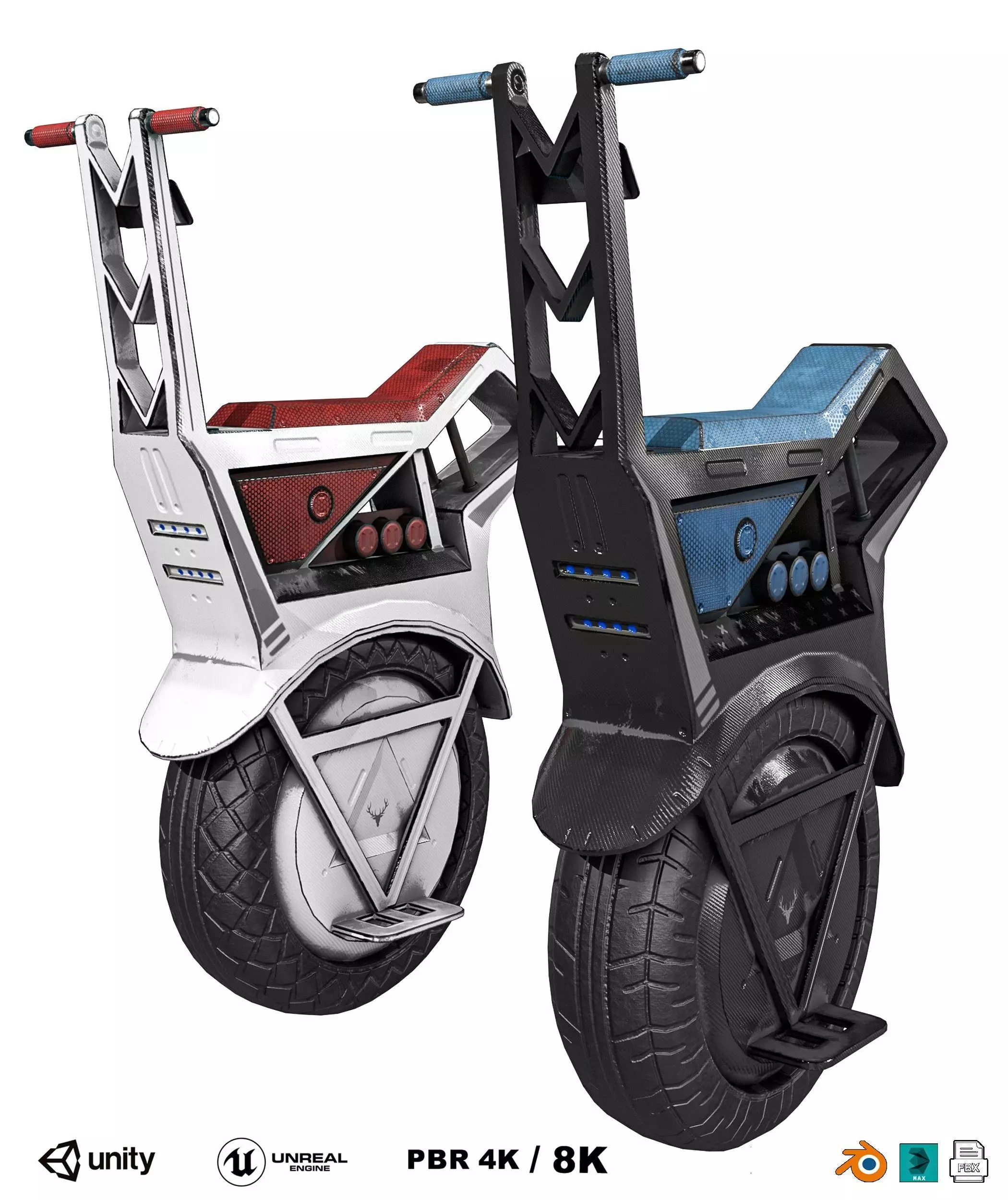 Sci Fi Electric Scooter Low-poly 3D model_0