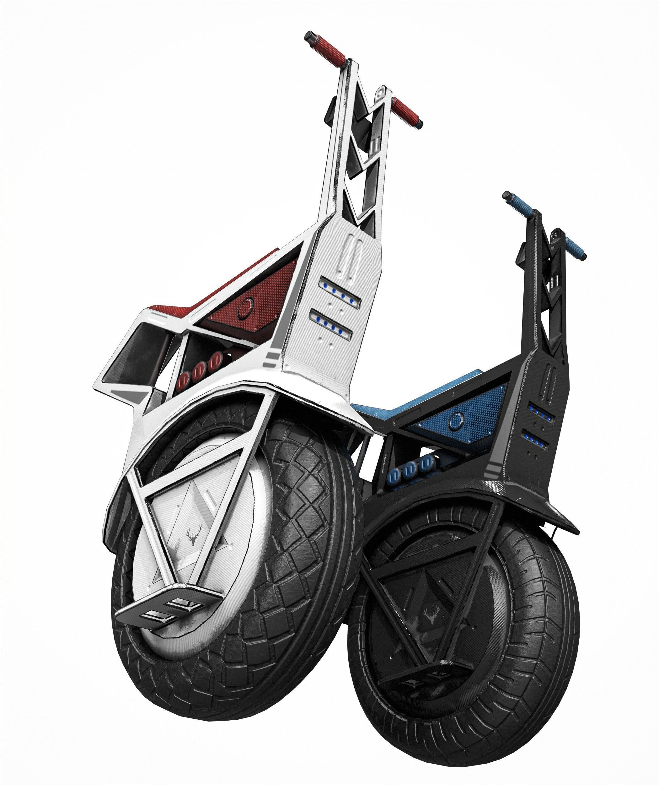 Sci Fi Electric Scooter Low-poly 3D model_4