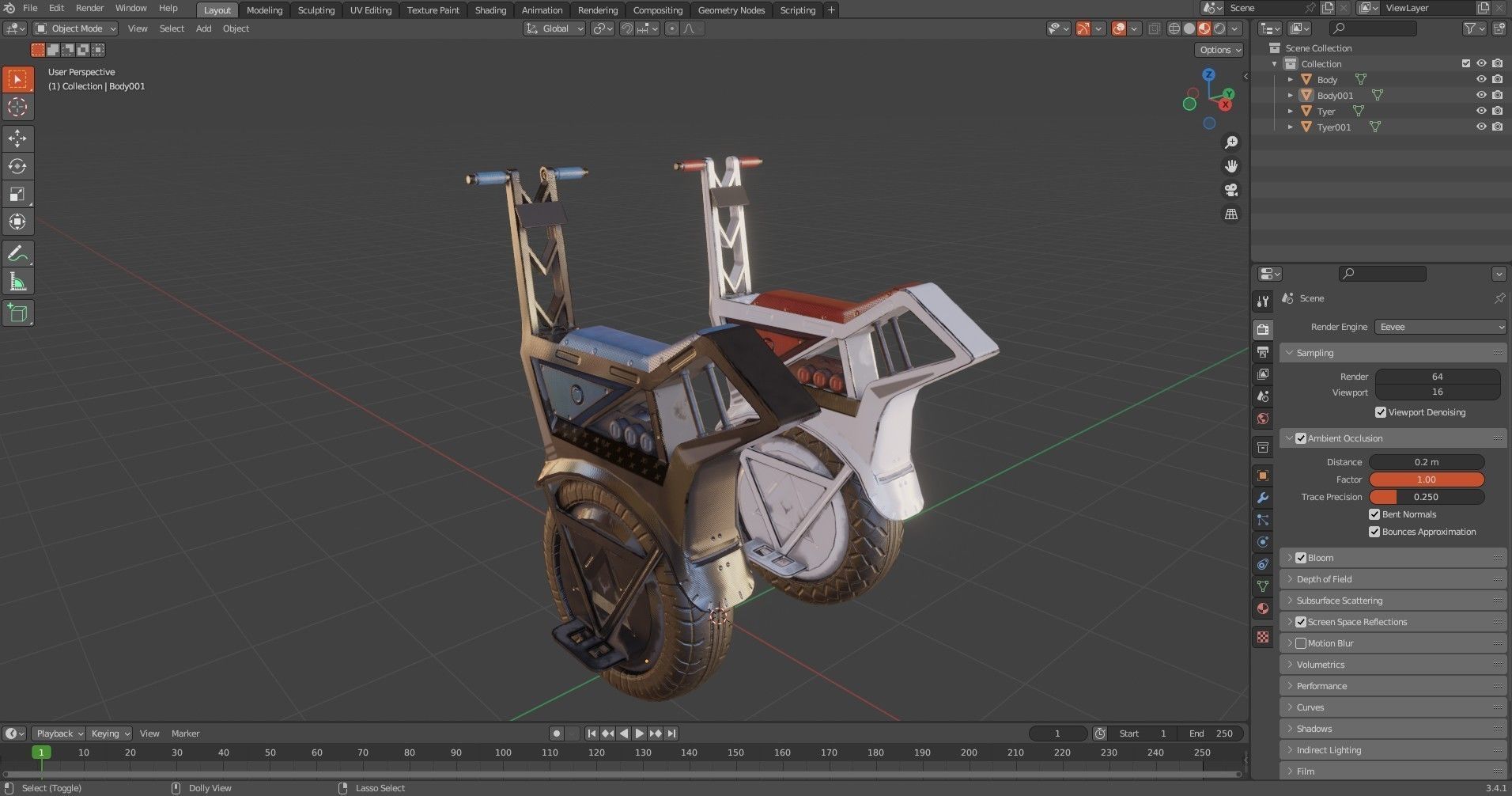 Sci Fi Electric Scooter Low-poly 3D model_19