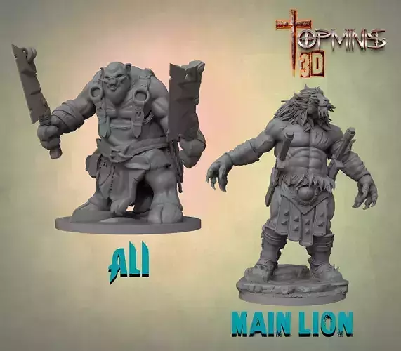 MEN LION AND PIG  3D print model