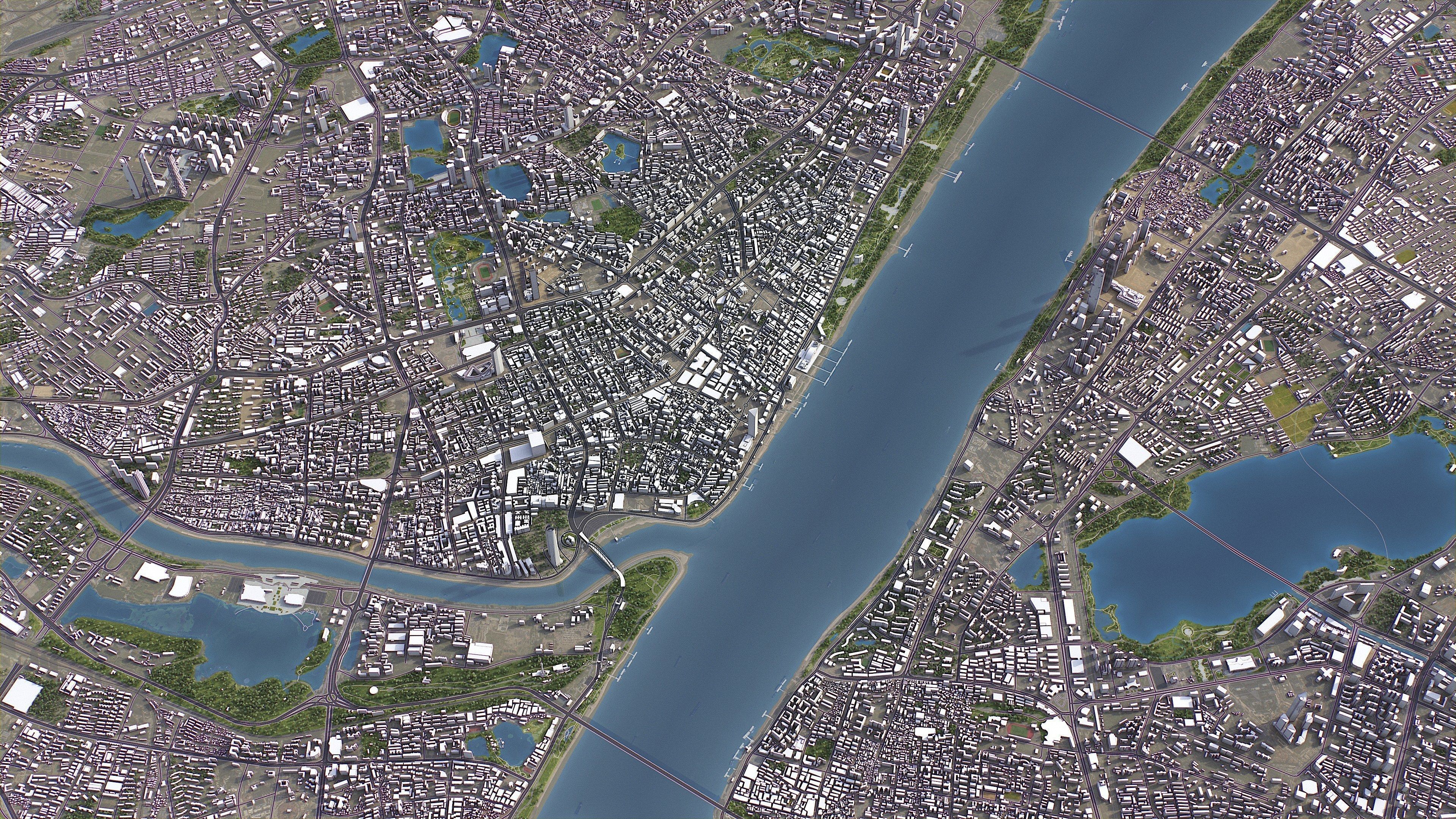 Wuhan - 3D City Model Low-poly 3D model_9