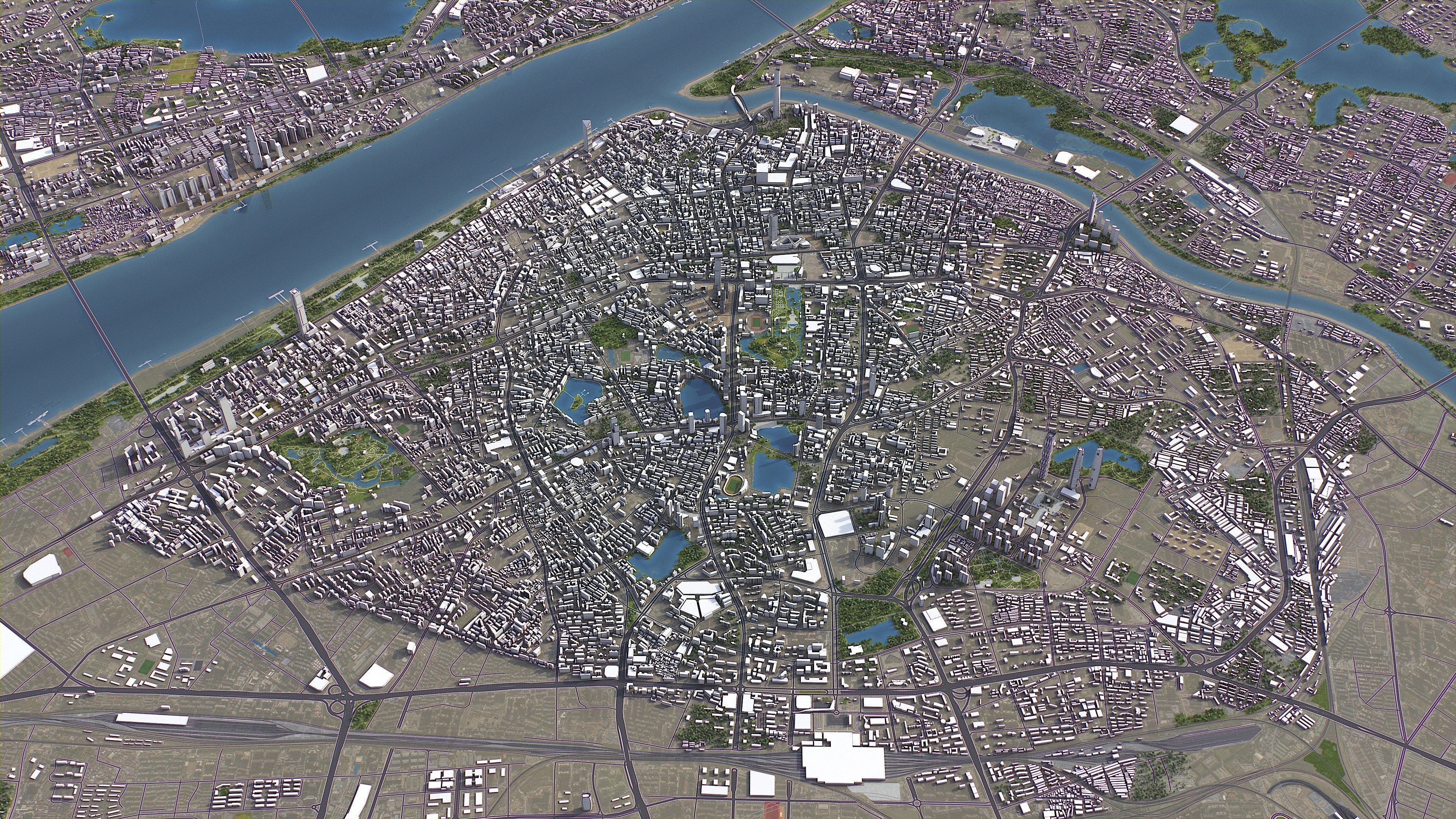 Wuhan - 3D City Model Low-poly 3D model_11