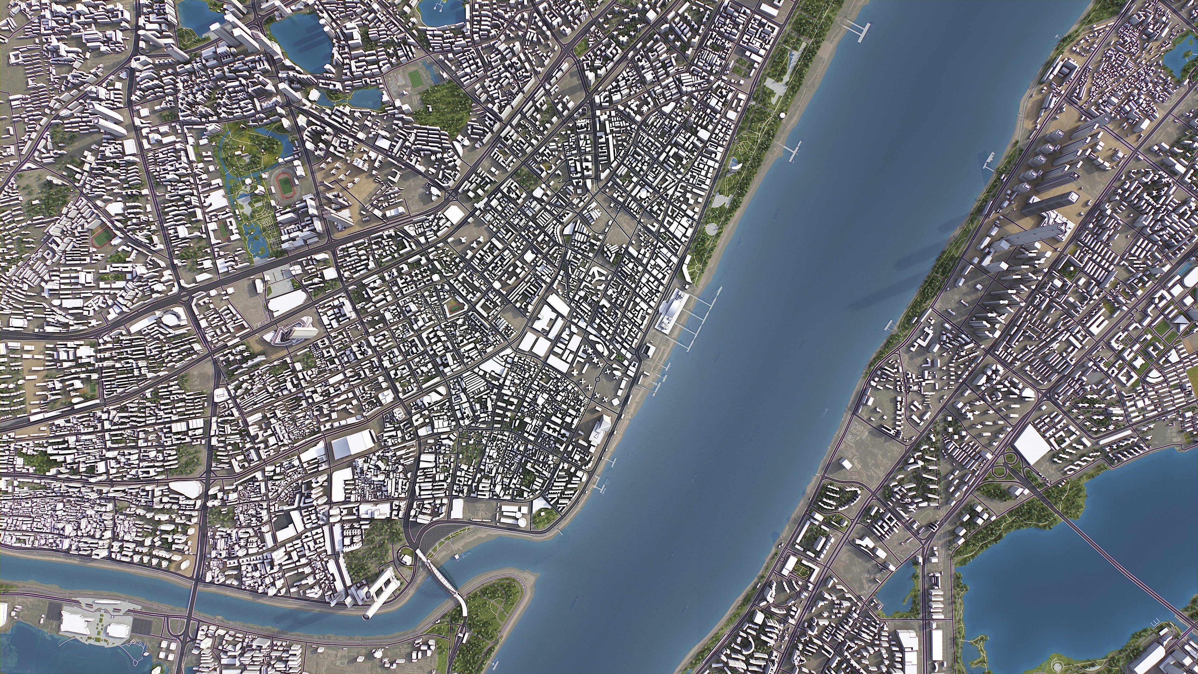 Wuhan - 3D City Model Low-poly 3D model_8