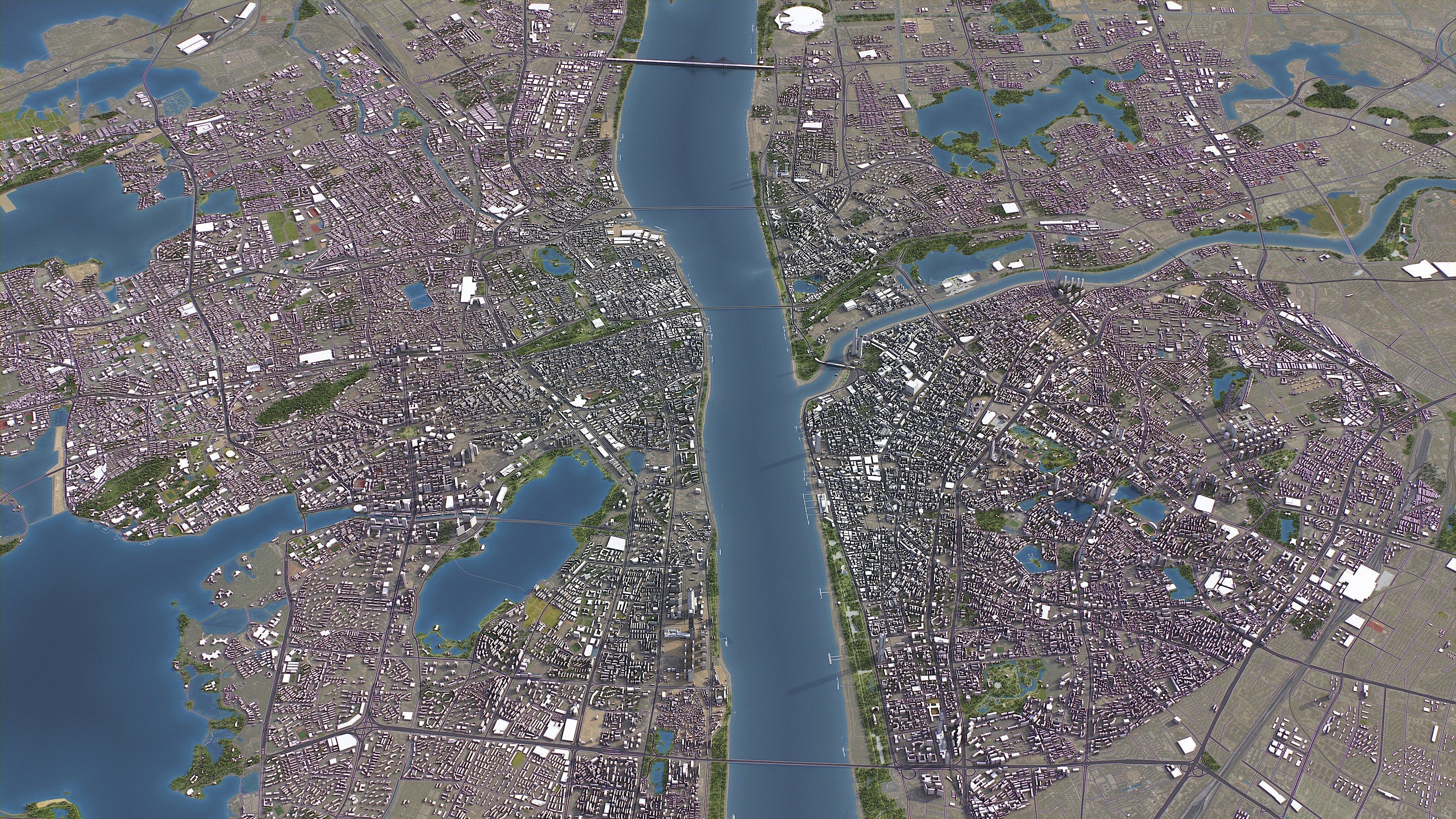 Wuhan - 3D City Model Low-poly 3D model_12