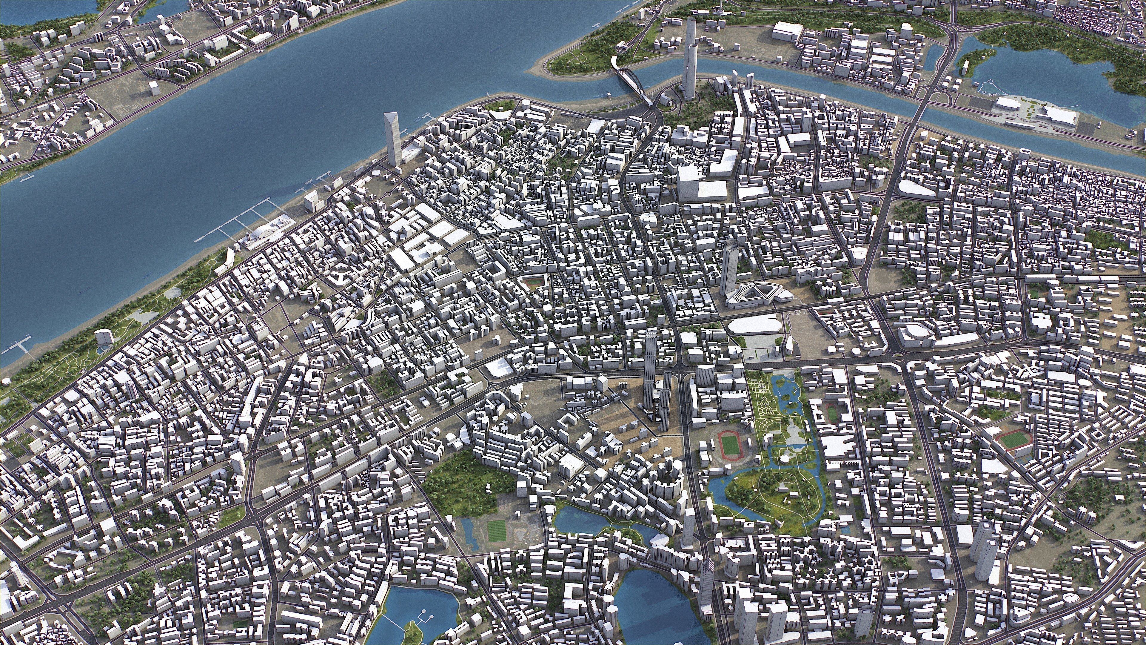 Wuhan - 3D City Model Low-poly 3D model_4