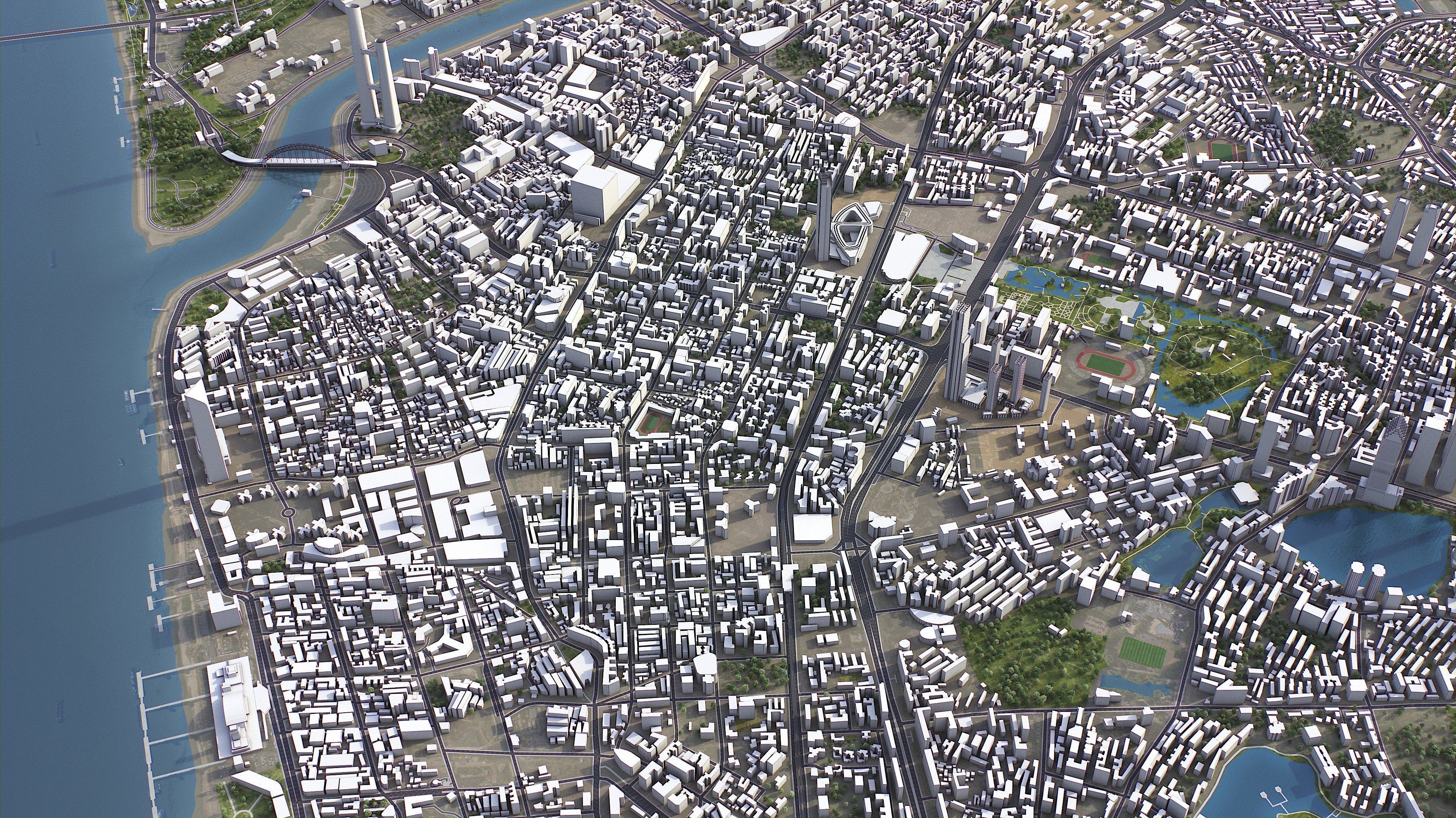 Wuhan - 3D City Model Low-poly 3D model_5